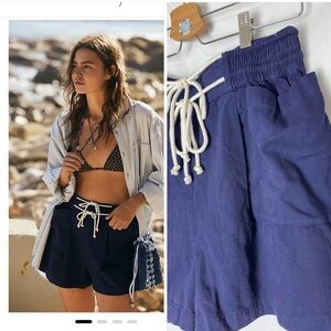 NWOT Free People Navy Blue Shorts Wide leg 100% Cotton